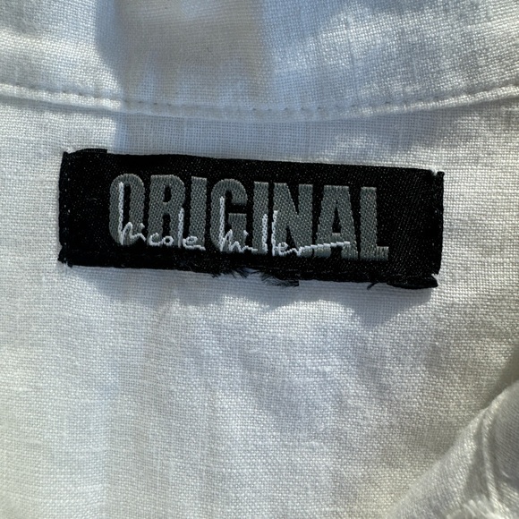 Nicole Miller Original Frayed Linen Jacket in White - Size L - Picture 6 of 7